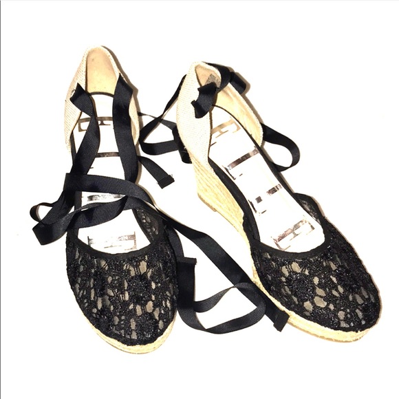 black ankle tie espadrilles